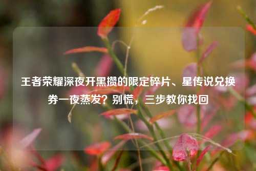 王者荣耀深夜开黑攒的限定碎片、星传说兑换券一夜蒸发?别慌,三步教你找回