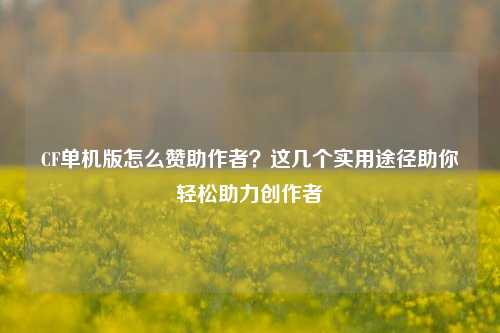 CF单机版怎么赞助作者?这几个实用途径助你轻松助力创作者