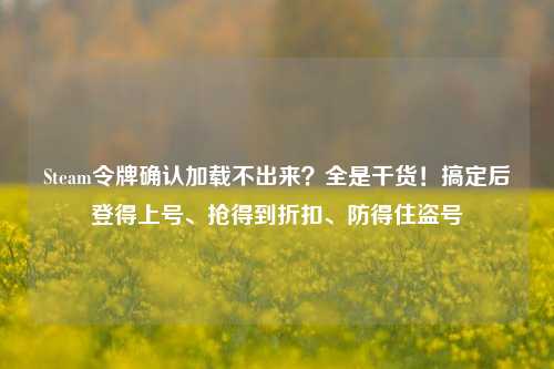 Steam令牌确认加载不出来?全是干货!搞定后登得上号、抢得到折扣、防得住盗号
