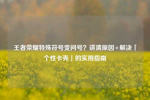 王者荣耀特殊符号变问号？讲清原因+解决「个性卡壳」的实用指南