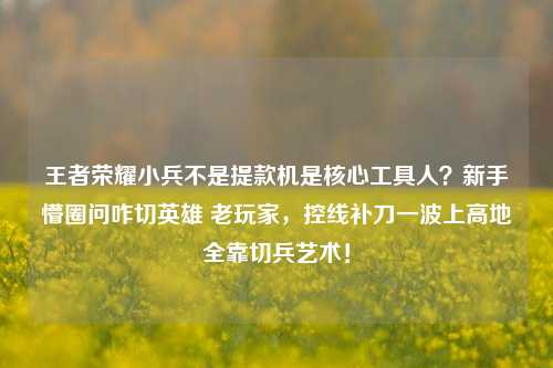 王者荣耀小兵不是提款机是核心工具人？新手懵圈问咋切英雄 老玩家，控线补刀一波上高地全靠切兵艺术！