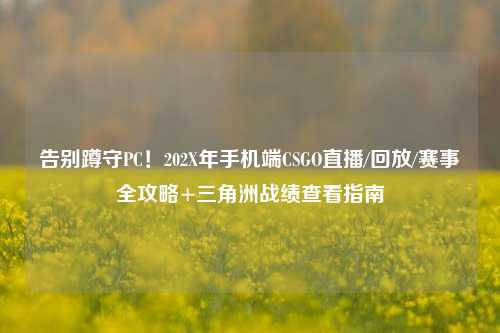 告别蹲守PC!202X年手机端CSGO直播/回放/赛事全攻略+三角洲战绩查看指南