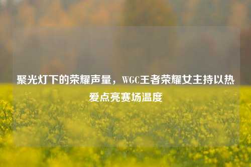 聚光灯下的荣耀声量，WGC王者荣耀女主持以热爱点亮赛场温度