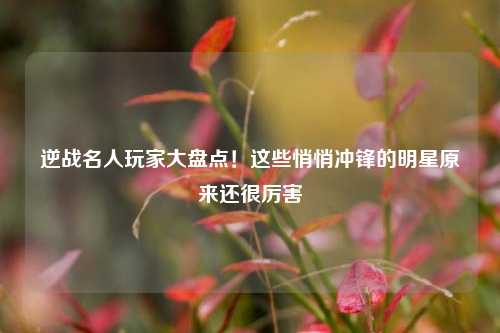逆战名人玩家大盘点!这些悄悄冲锋的明星原来还很厉害