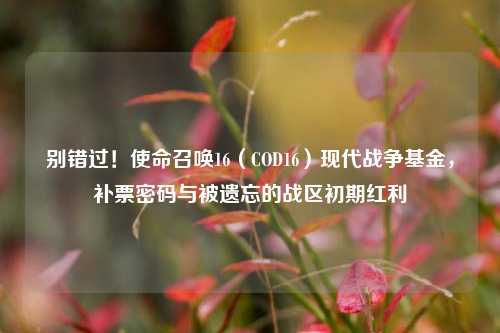 别错过!使命召唤16(COD16)现代战争基金,补票密码与被遗忘的战区初期红利