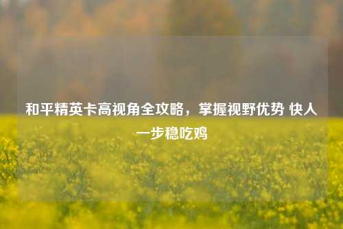 和平精英卡高视角全攻略,掌握视野优势 快人一步稳吃鸡