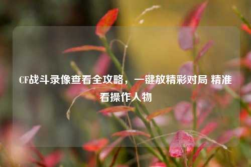 CF战斗录像查看全攻略,一键放精彩对局 精准看操作人物