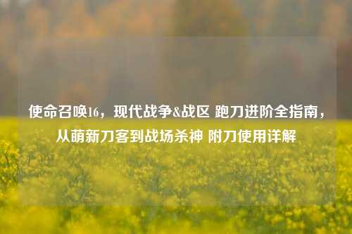 使命召唤16,现代战争&战区 跑刀进阶全指南,从萌新刀客到战场杀神 附刀使用详解