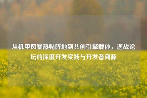 从机甲风暴热帖阵地到共创引擎载体，逆战论坛的深度开发实践与开发者溯源