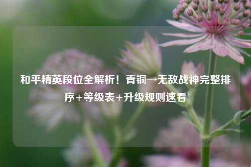 和平精英段位全解析!青铜→无敌战神完整排序+等级表+升级规则速看