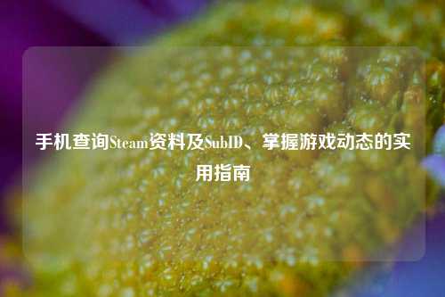 手机查询Steam资料及SubID、掌握游戏动态的实用指南