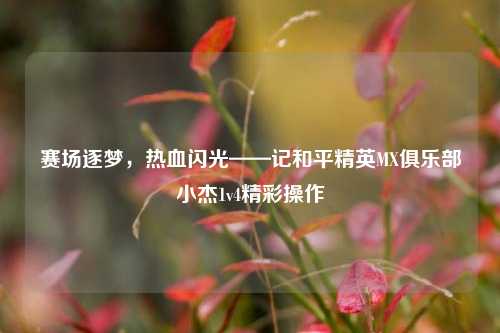 赛场逐梦，热血闪光——记和平精英MX俱乐部小杰1v4精彩操作