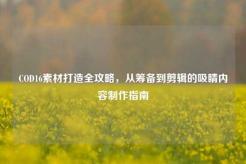 COD16素材打造全攻略,从筹备到剪辑的吸睛内容制作指南