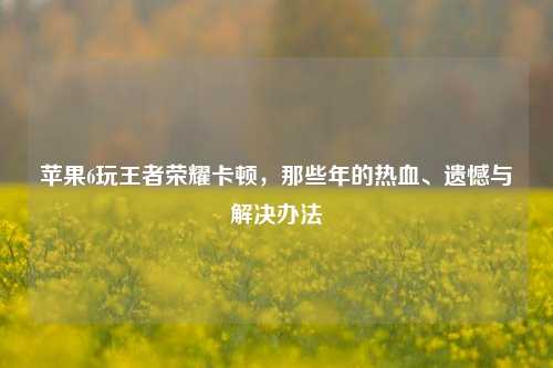 苹果6玩王者荣耀卡顿，那些年的热血、遗憾与解决办法