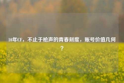 10年CF,不止于枪声的青春刻度,账号价值几何?