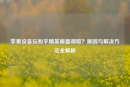 苹果设备玩和平精英画面调暗?原因与解决方法全解析