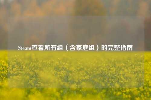 Steam查看所有组(含家庭组)的完整指南