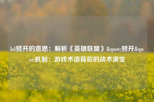 lol劈开的意思:解析《英雄联盟》"劈开"机制:游戏术语背后的战术演变