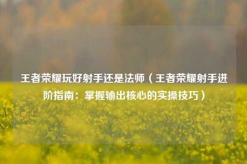 王者荣耀玩好射手还是法师(王者荣耀射手进阶指南:掌握输出核心的实操技巧)