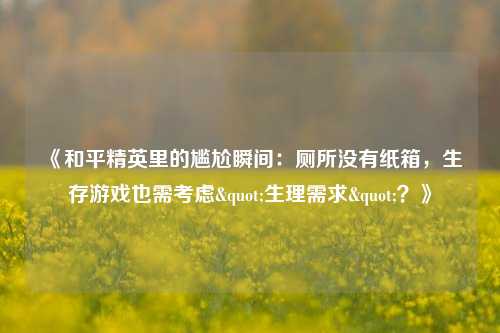 《和平精英里的尴尬瞬间:厕所没有纸箱,生存游戏也需考虑"生理需求"?》