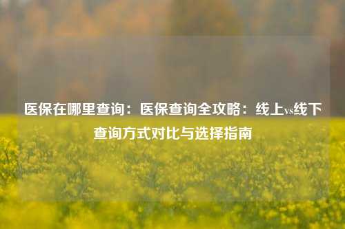 医保在哪里查询:医保查询全攻略:线上vs线下查询方式对比与选择指南