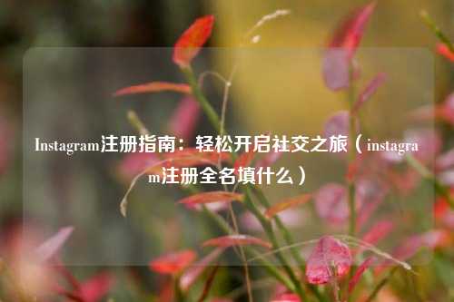 Instagram注册指南:轻松开启社交之旅(instagram注册全名填什么)